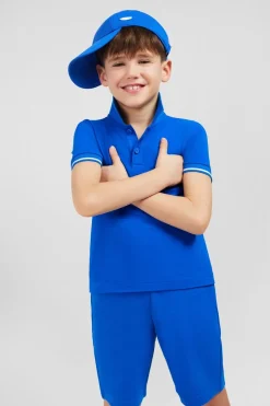 Discount Polo Manches Courtes Bleu En Pique Coton Enfant Enfant