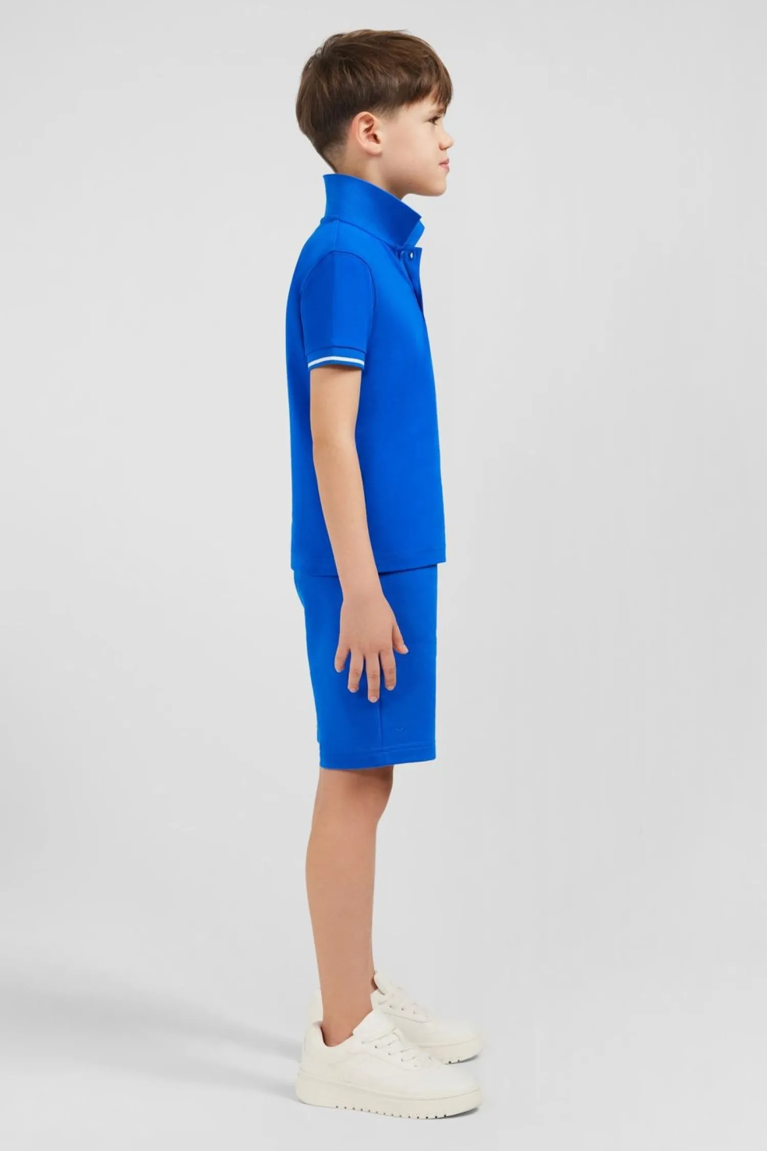 Discount Polo Manches Courtes Bleu En Pique Coton Enfant Enfant