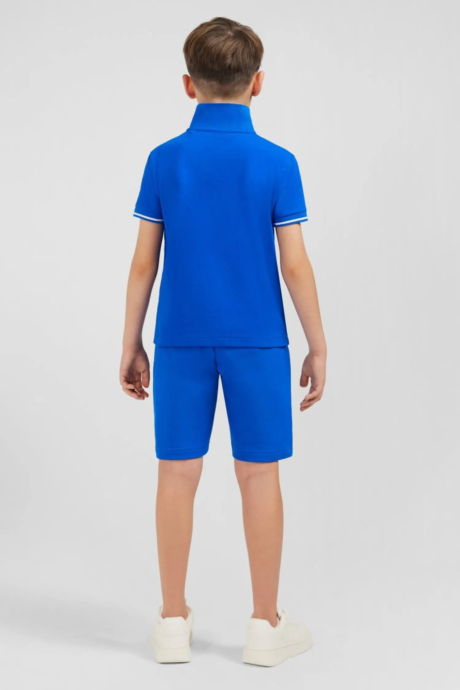 Discount Polo Manches Courtes Bleu En Pique Coton Enfant Enfant