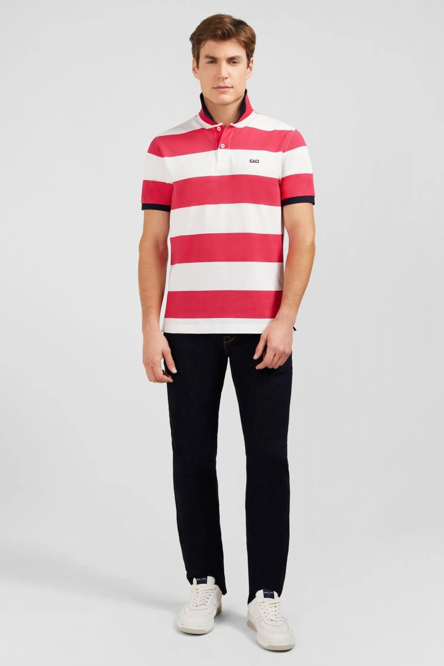 New Poo anche Courte Cerce Rouge En Pique Coton Homme Polos