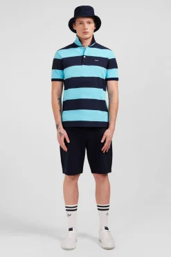 Best Poo anche Courte Cerce Turquoie En Pique Coton Homme Polos