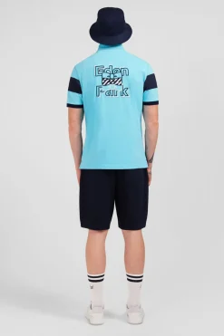 Best Poo anche Courte Cerce Turquoie En Pique Coton Homme Polos