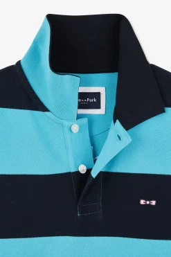 Best Poo anche Courte Cerce Turquoie En Pique Coton Homme Polos