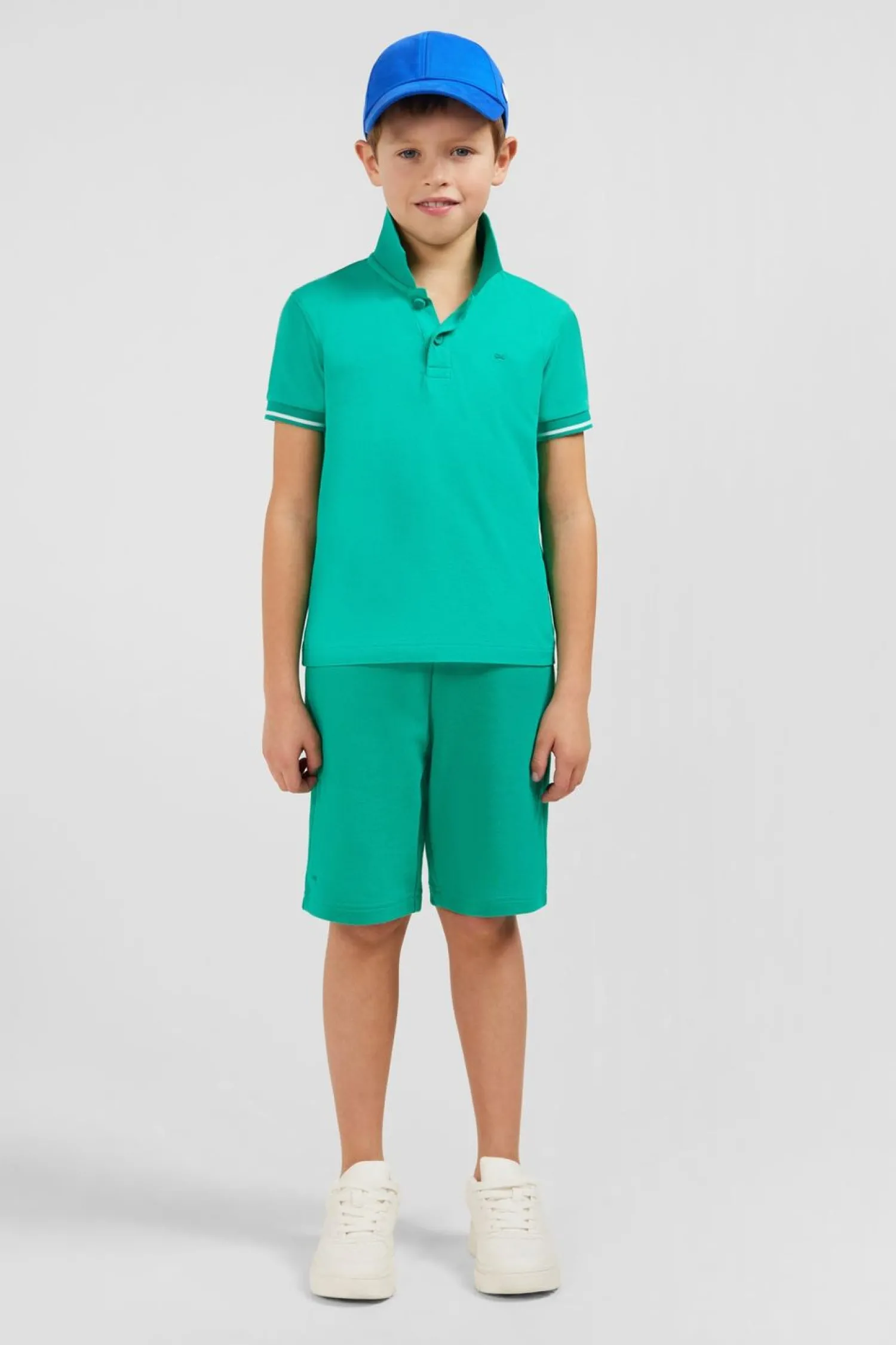 Discount Polo Manches Courtes Vert En Pique Coton Enfant Enfant