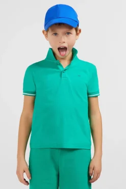 Discount Polo Manches Courtes Vert En Pique Coton Enfant Enfant