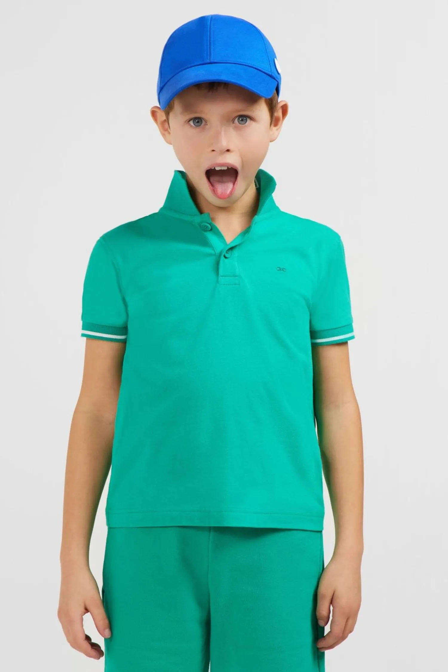 Discount Polo Manches Courtes Vert En Pique Coton Enfant Enfant