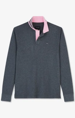 Clearance Poo anche ongue Gri En Coton Avec Co Contrate Homme Polos