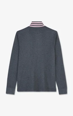 Clearance Poo anche ongue Gri En Coton Avec Co Contrate Homme Polos