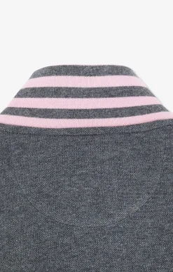 Clearance Poo anche ongue Gri En Coton Avec Co Contrate Homme Polos