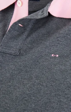 Clearance Poo anche ongue Gri En Coton Avec Co Contrate Homme Polos