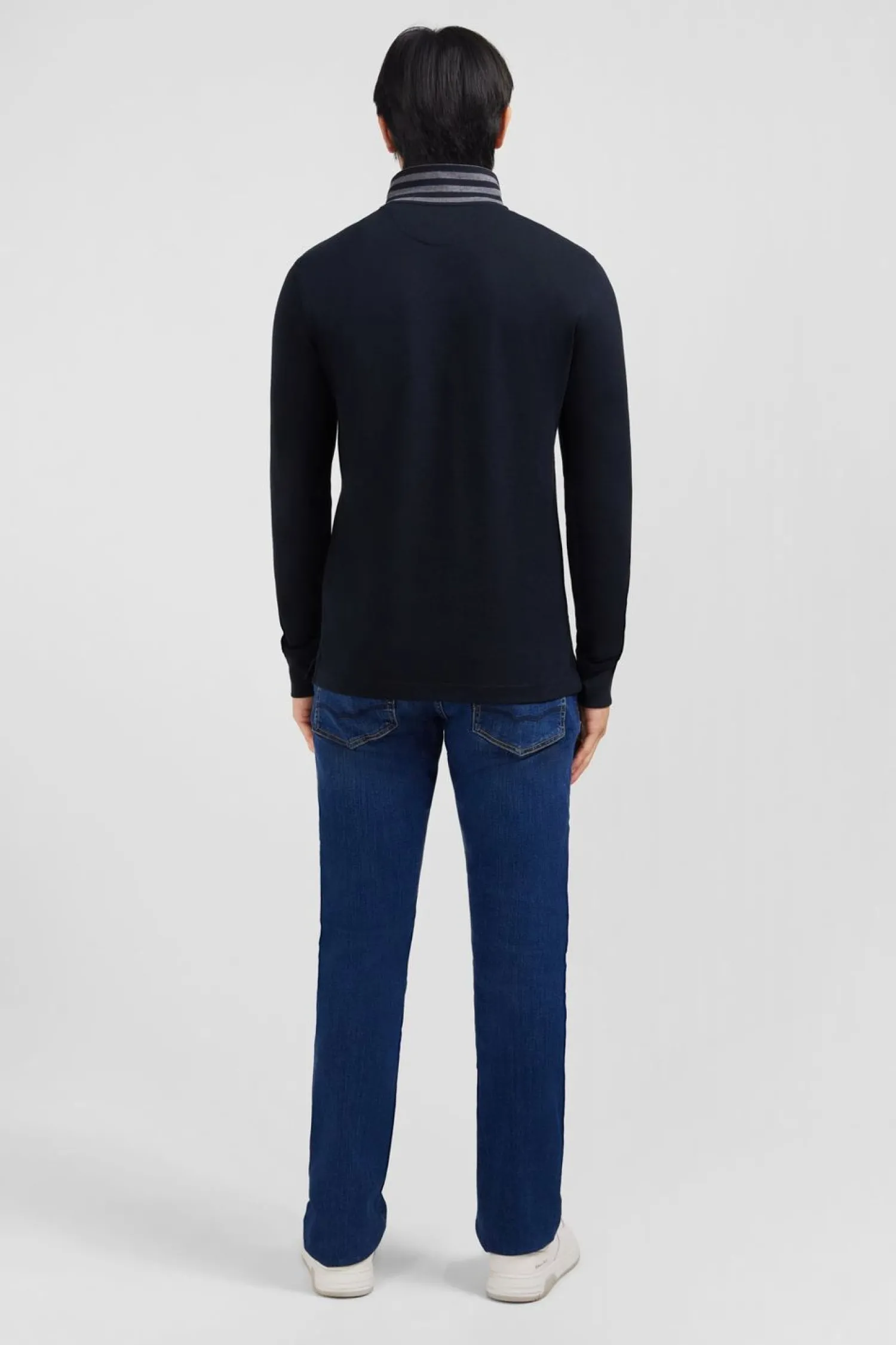 Poo anche ongue Noir En Coton Avec Co Contrate Homme Polos