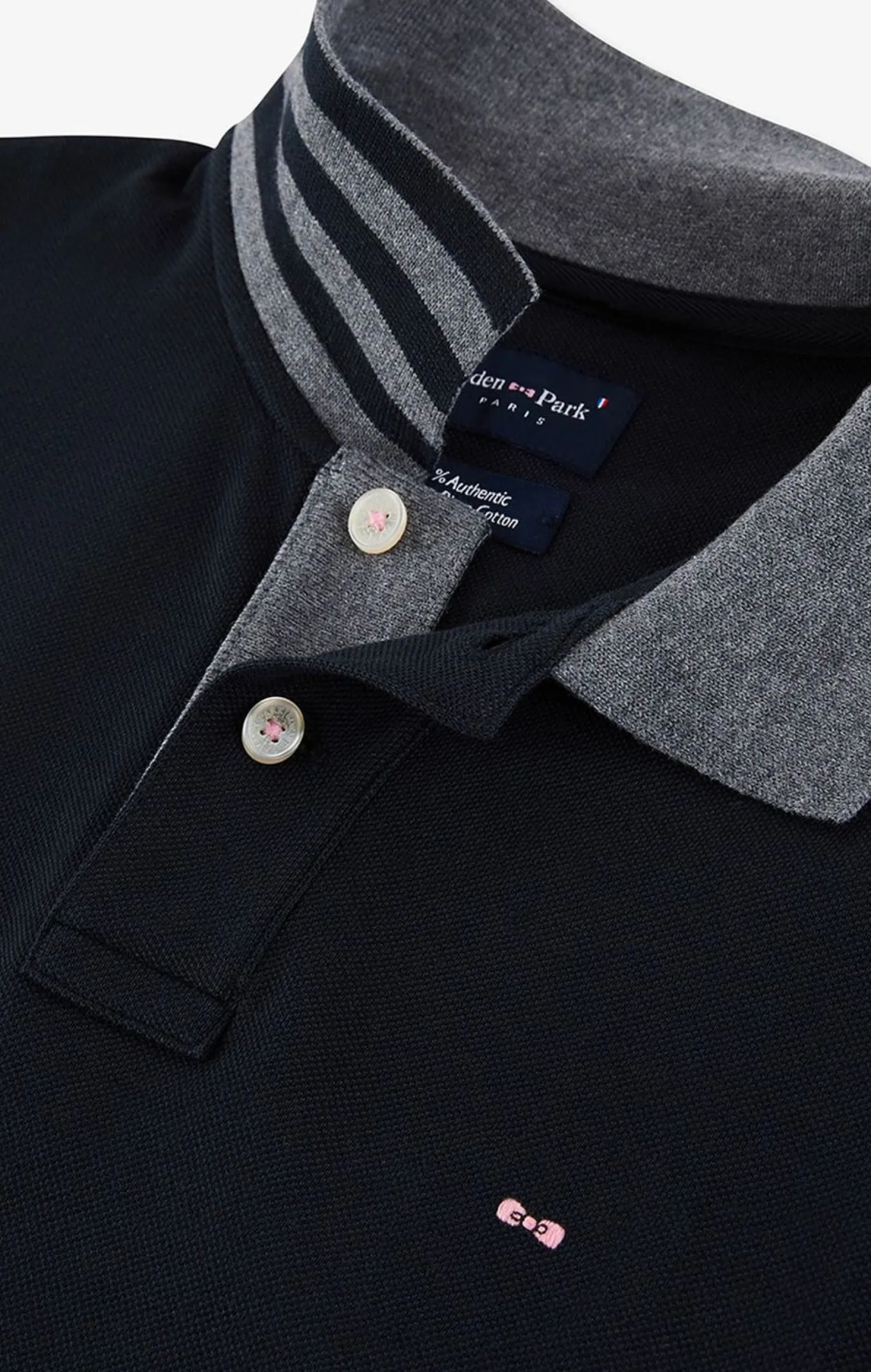Poo anche ongue Noir En Coton Avec Co Contrate Homme Polos
