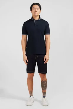 Hot Poo Noir En Coton Pia Avec Detai Contrate Homme Polos