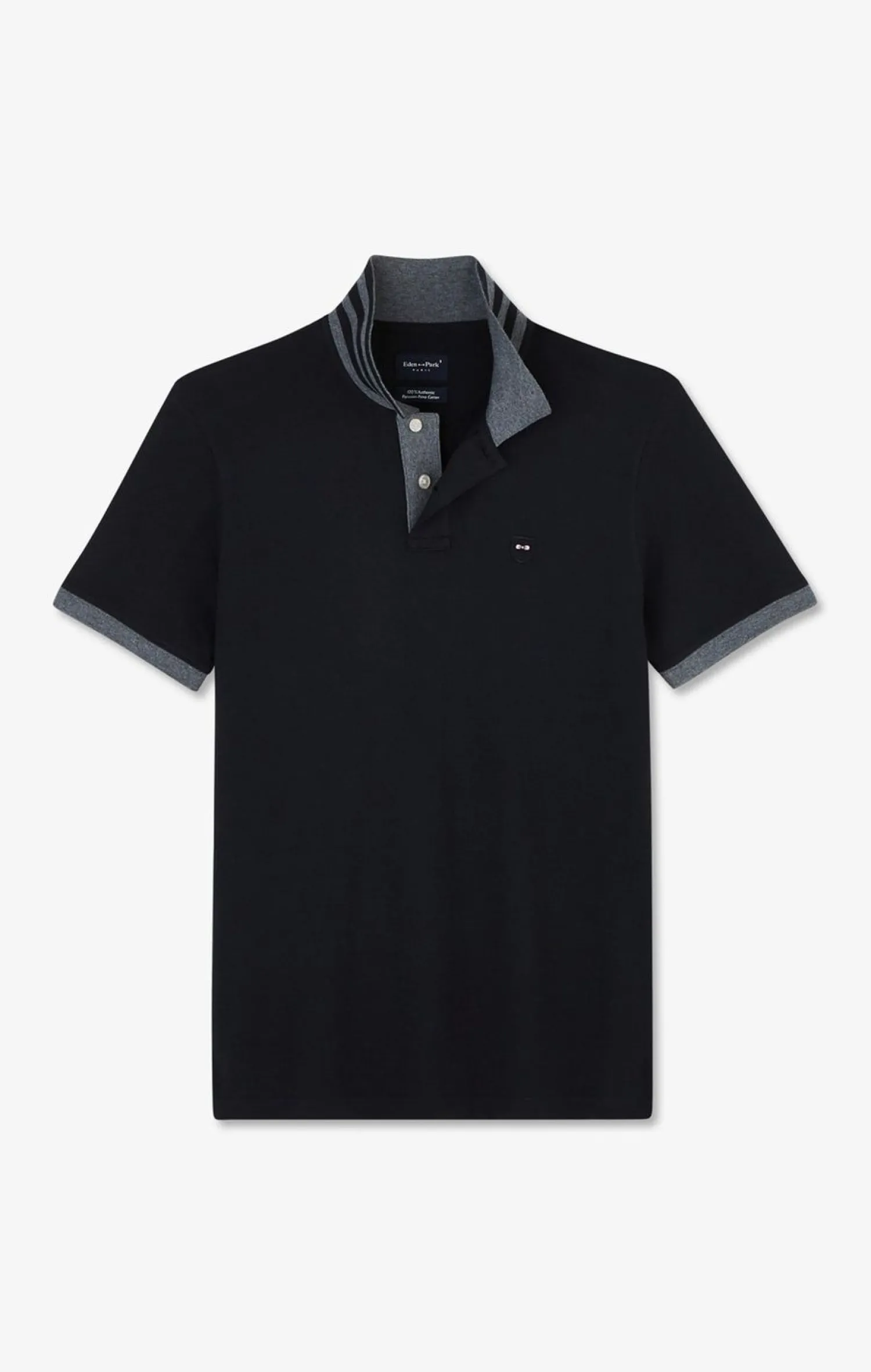 Hot Poo Noir En Coton Pia Avec Detai Contrate Homme Polos