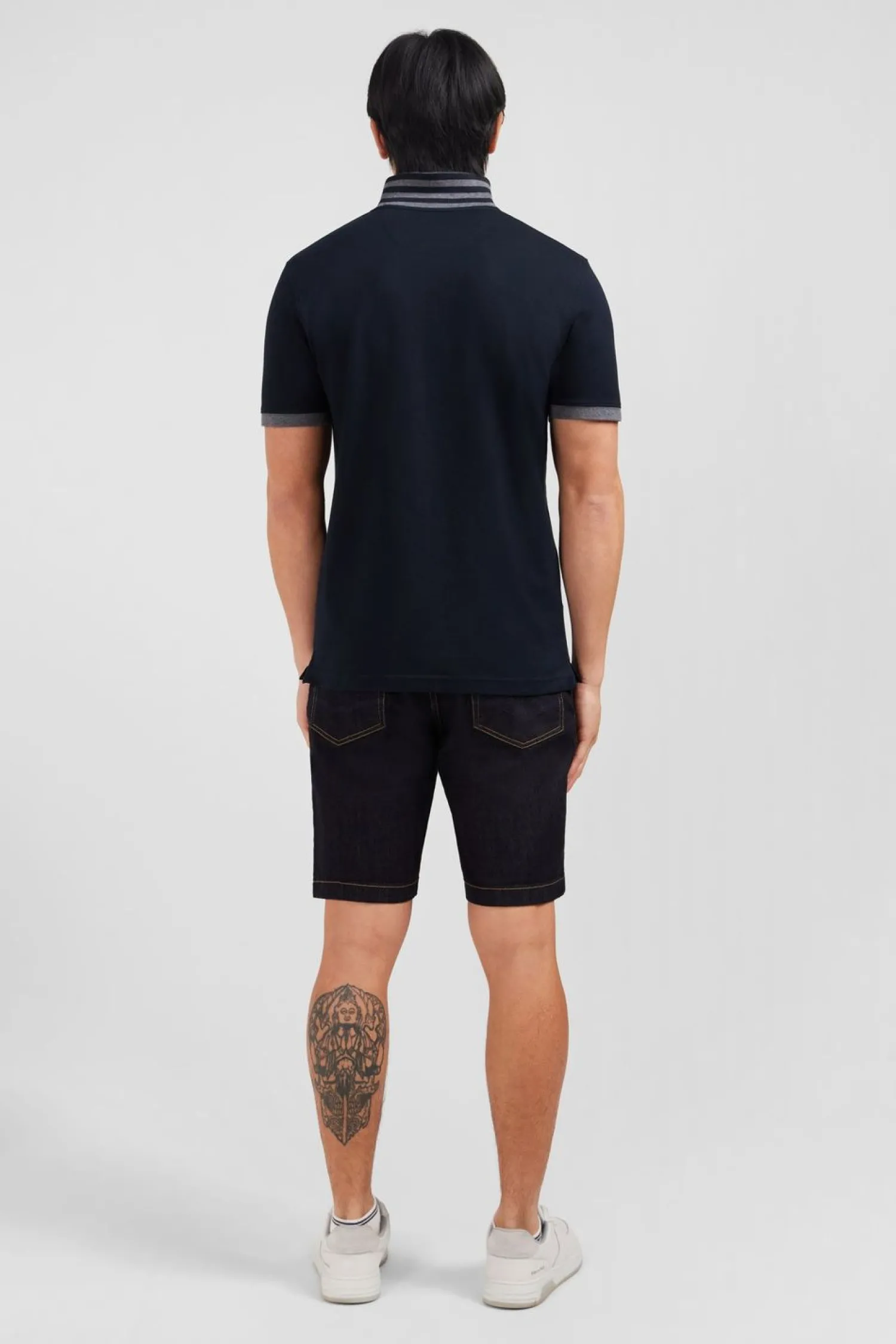 Hot Poo Noir En Coton Pia Avec Detai Contrate Homme Polos