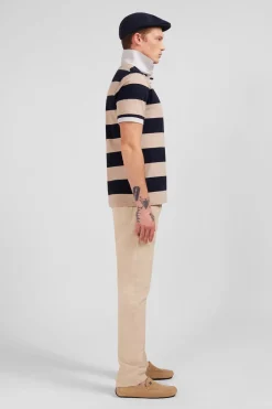 Online Poo Raye Beige A anche Courte Homme Polos