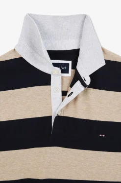 Online Poo Raye Beige A anche Courte Homme Polos