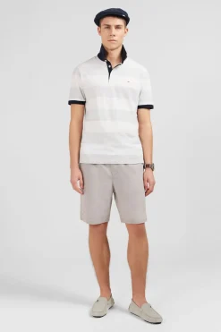 Hot Poo Raye Banc A anche Courte Homme Polos