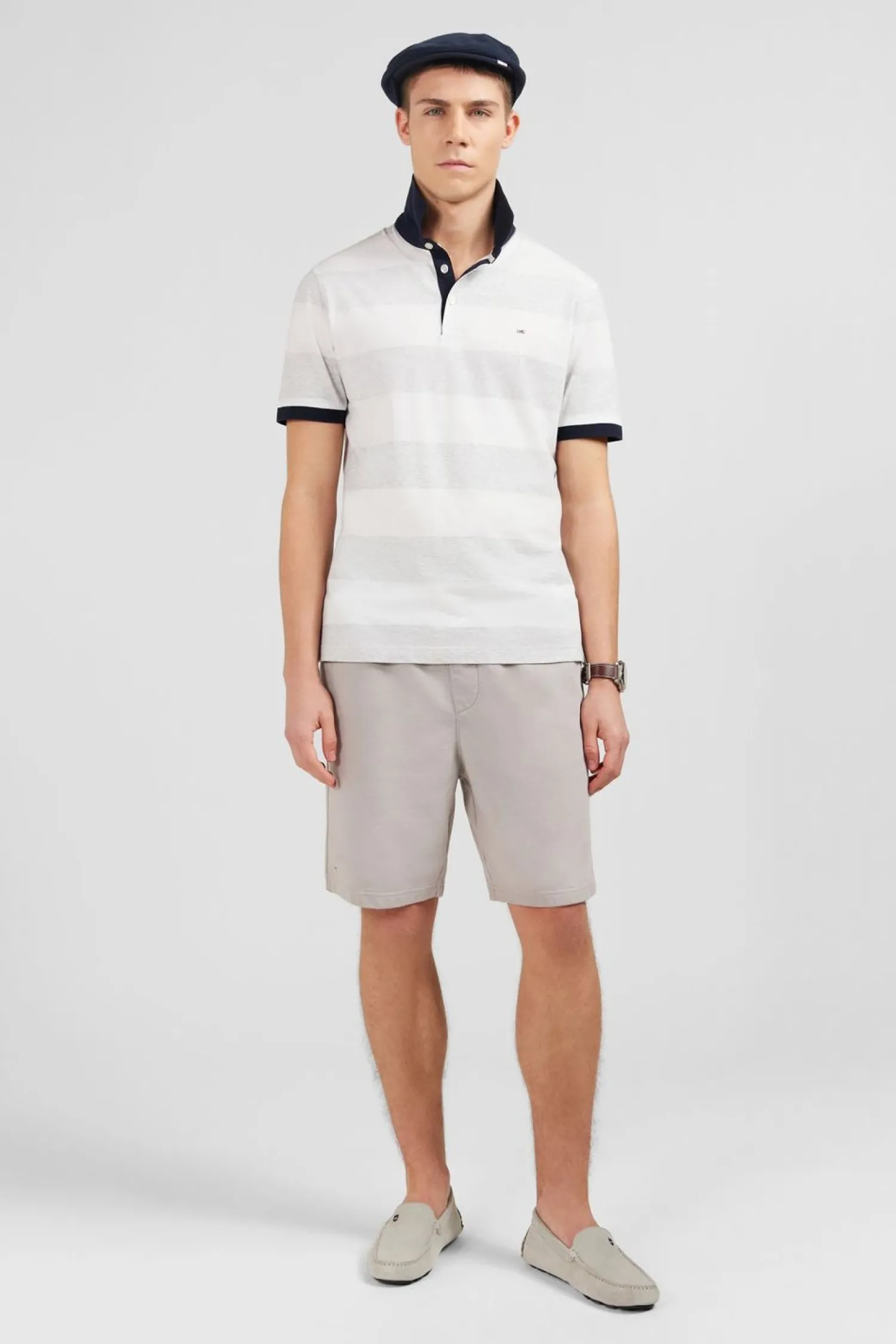 Hot Poo Raye Banc A anche Courte Homme Polos