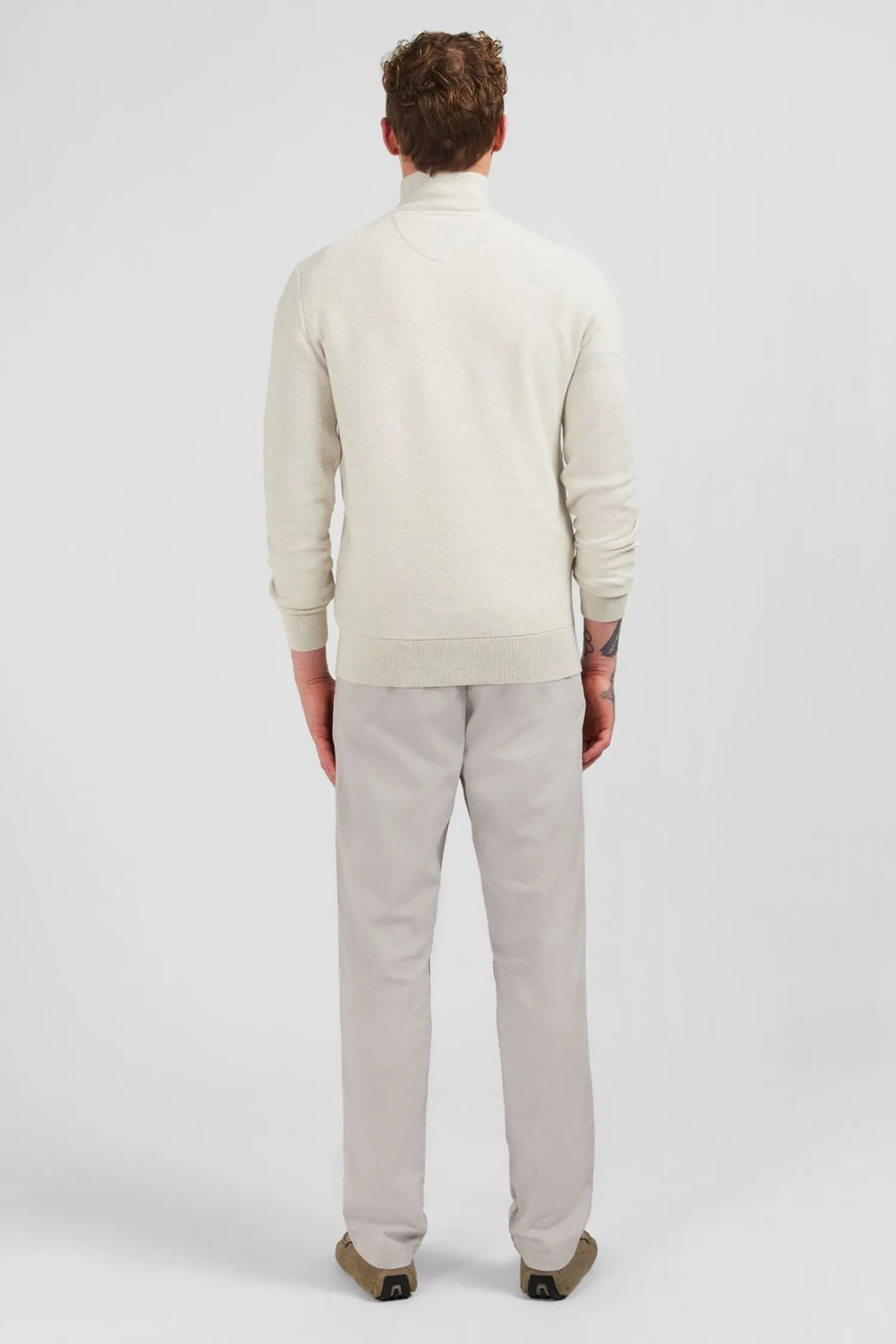 Clearance Pu Co Caionneur Zippe En Coton Gri Homme Pulls