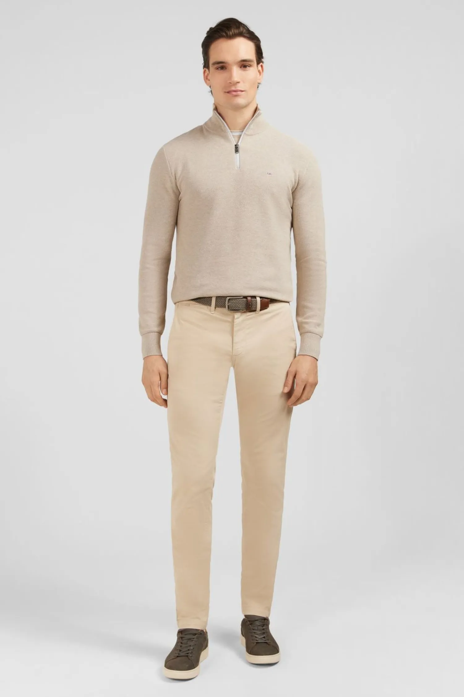 Online Pu Co Caionneur Zippe En Coton Beige Homme Pulls