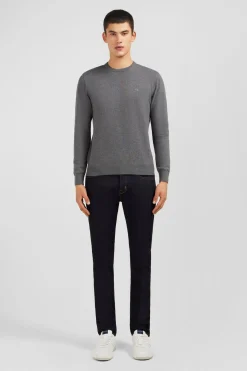 Outlet Pu Gri A Co Rond En Coton Homme Pulls