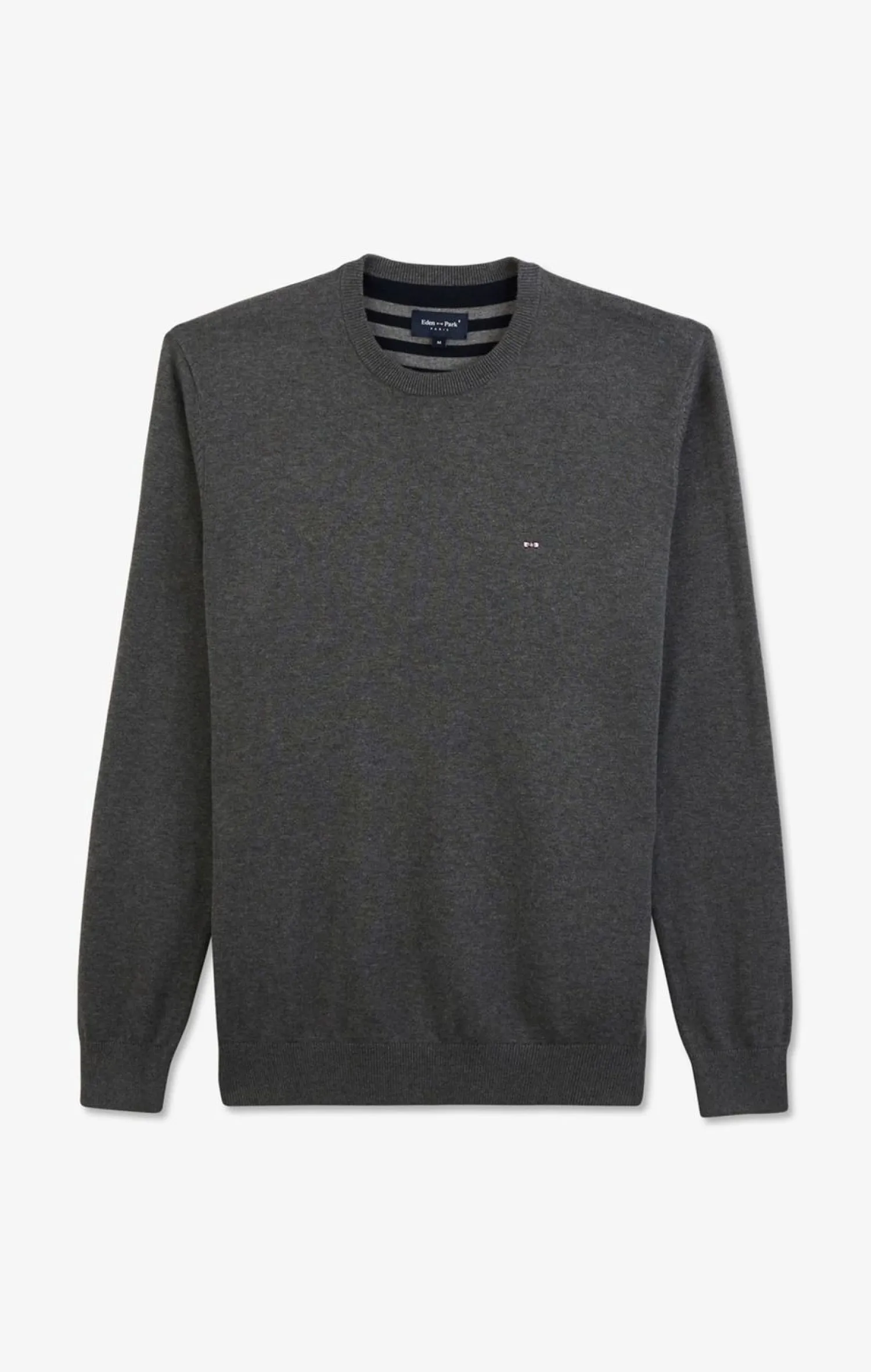Outlet Pu Gri A Co Rond En Coton Homme Pulls