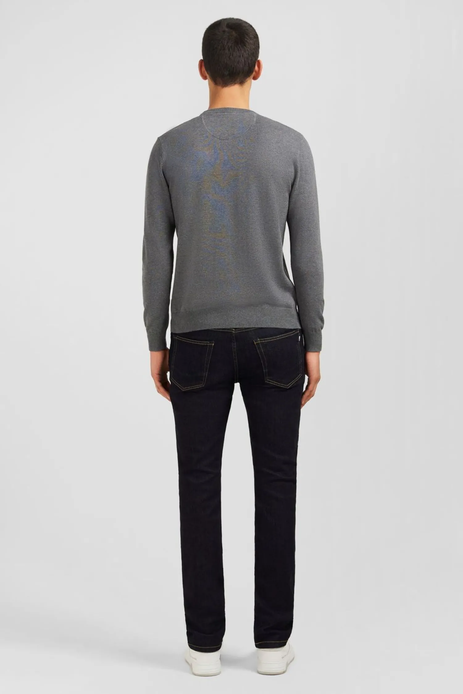 Outlet Pu Gri A Co Rond En Coton Homme Pulls