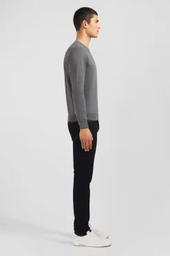 Outlet Pu Gri A Co Rond En Coton Homme Pulls