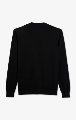 Clearance Pu Noir A Co Rond En Coton Homme Pulls