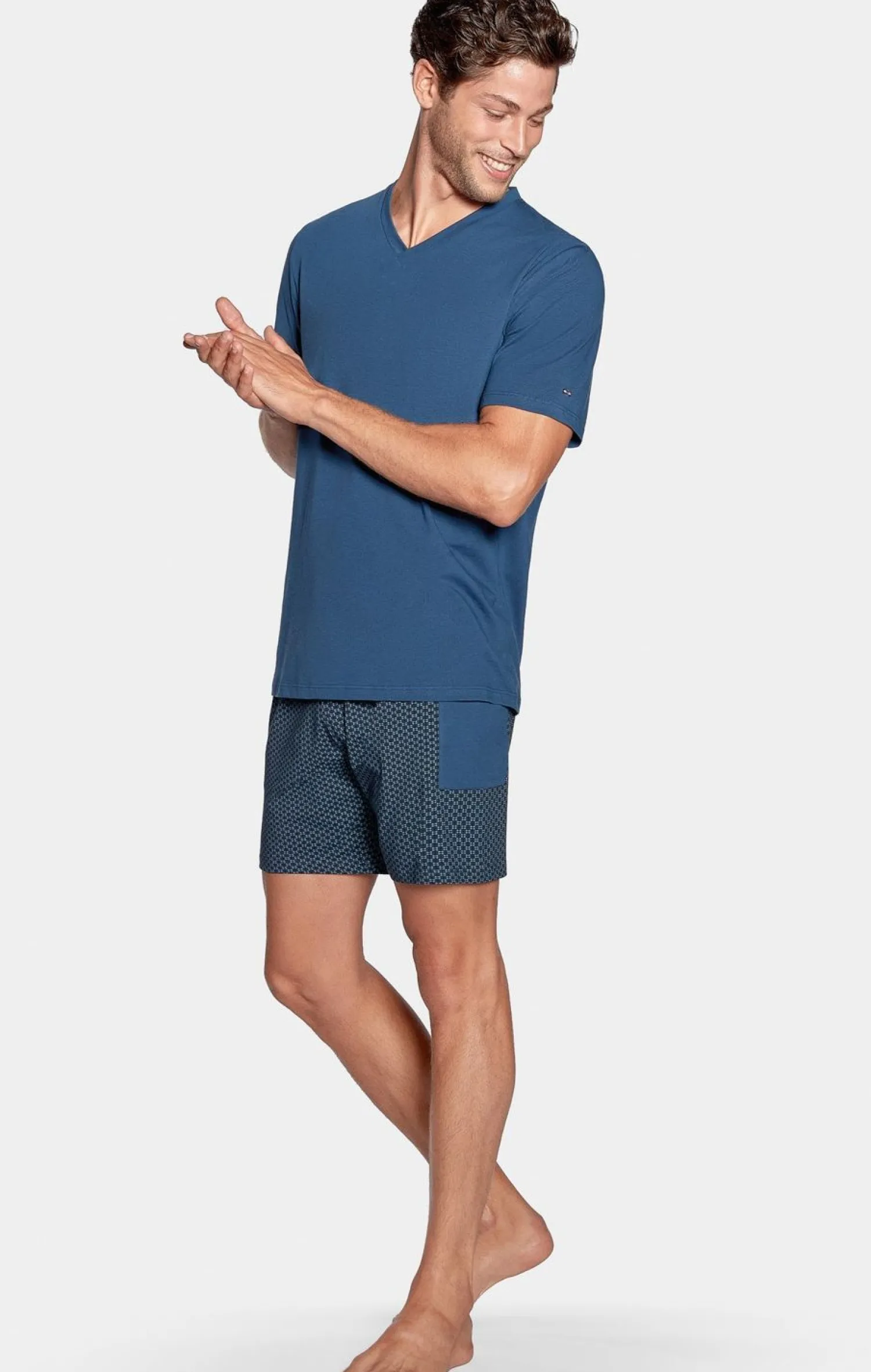Online Pyjaa Court Beu hort A icro otif En Jerey Coton Homme Pyjamas