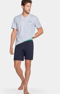 Best Pyjaa Court Gri A ogo En Jerey Coton Homme Pyjamas