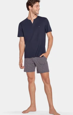 Outlet Pyjaa Court arine A icro otif Initiae En Jerey Coton Homme Pyjamas