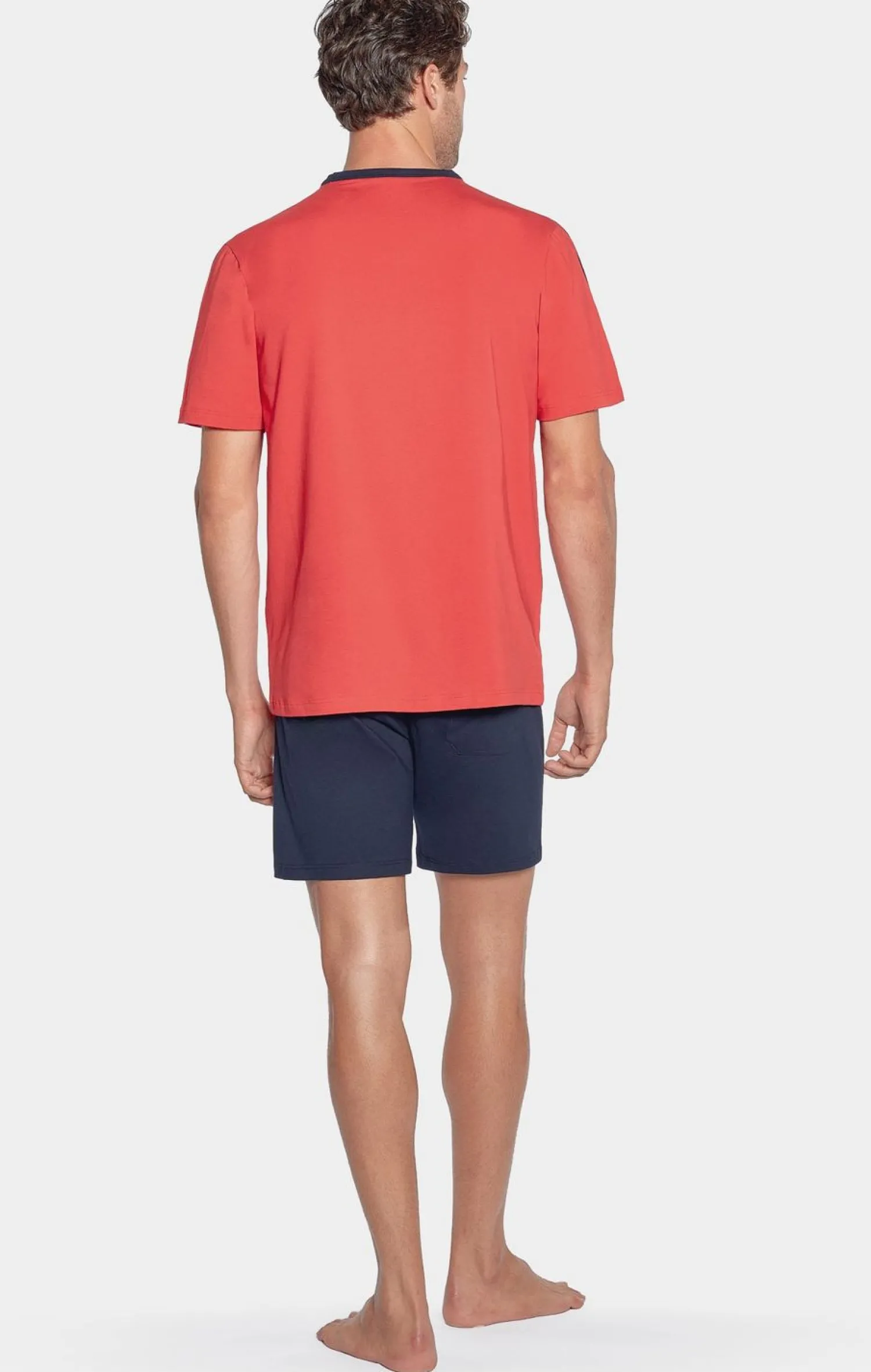 New Pyjaa Court Rouge A Detai Tricoore En Jerey Coton Homme Pyjamas