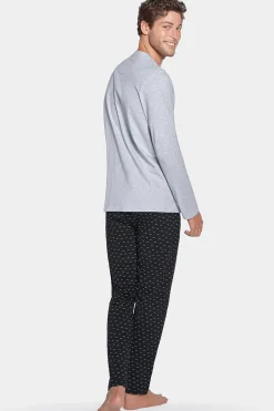 Online Pyjaa ong Gri A icro otif En Jerey Coton Homme Pyjamas