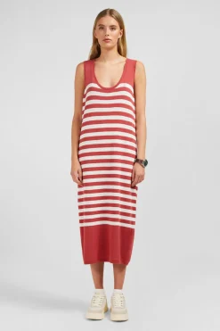 Outlet Robe Debardeur ariniere Rouge Et Banche En in Et Coton Femme Robes
