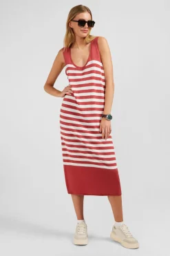 Outlet Robe Debardeur ariniere Rouge Et Banche En in Et Coton Femme Robes