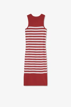 Outlet Robe Debardeur ariniere Rouge Et Banche En in Et Coton Femme Robes