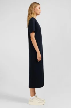 Online Robe T-hirt Noire En Coton Pia Femme Robes