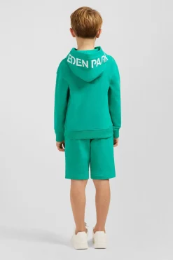 Sweatshirt A Capuche Serigraphiee Vert En Molleton Enfant Enfant
