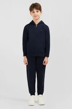 Sale Sweatshirt A Capuche Zippe Marine En Molleton Coton Enfant Enfant
