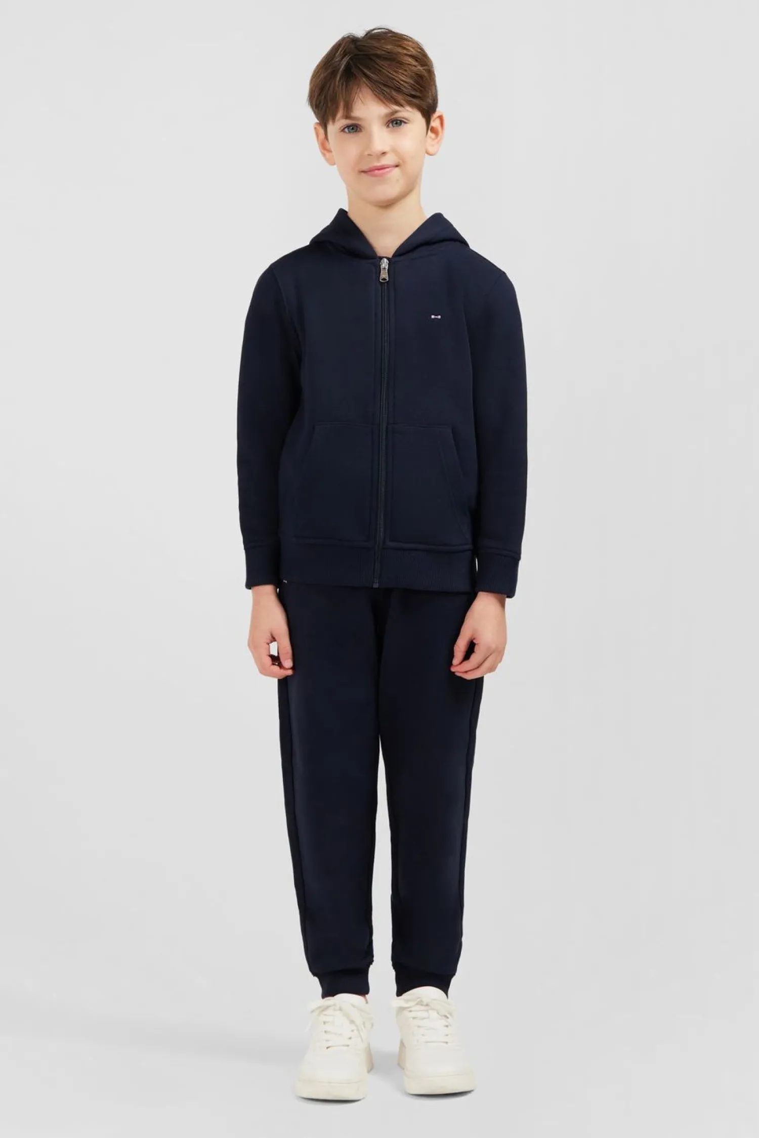 Sale Sweatshirt A Capuche Zippe Marine En Molleton Coton Enfant Enfant