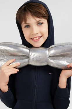 Sale Sweatshirt A Capuche Zippe Marine En Molleton Coton Enfant Enfant
