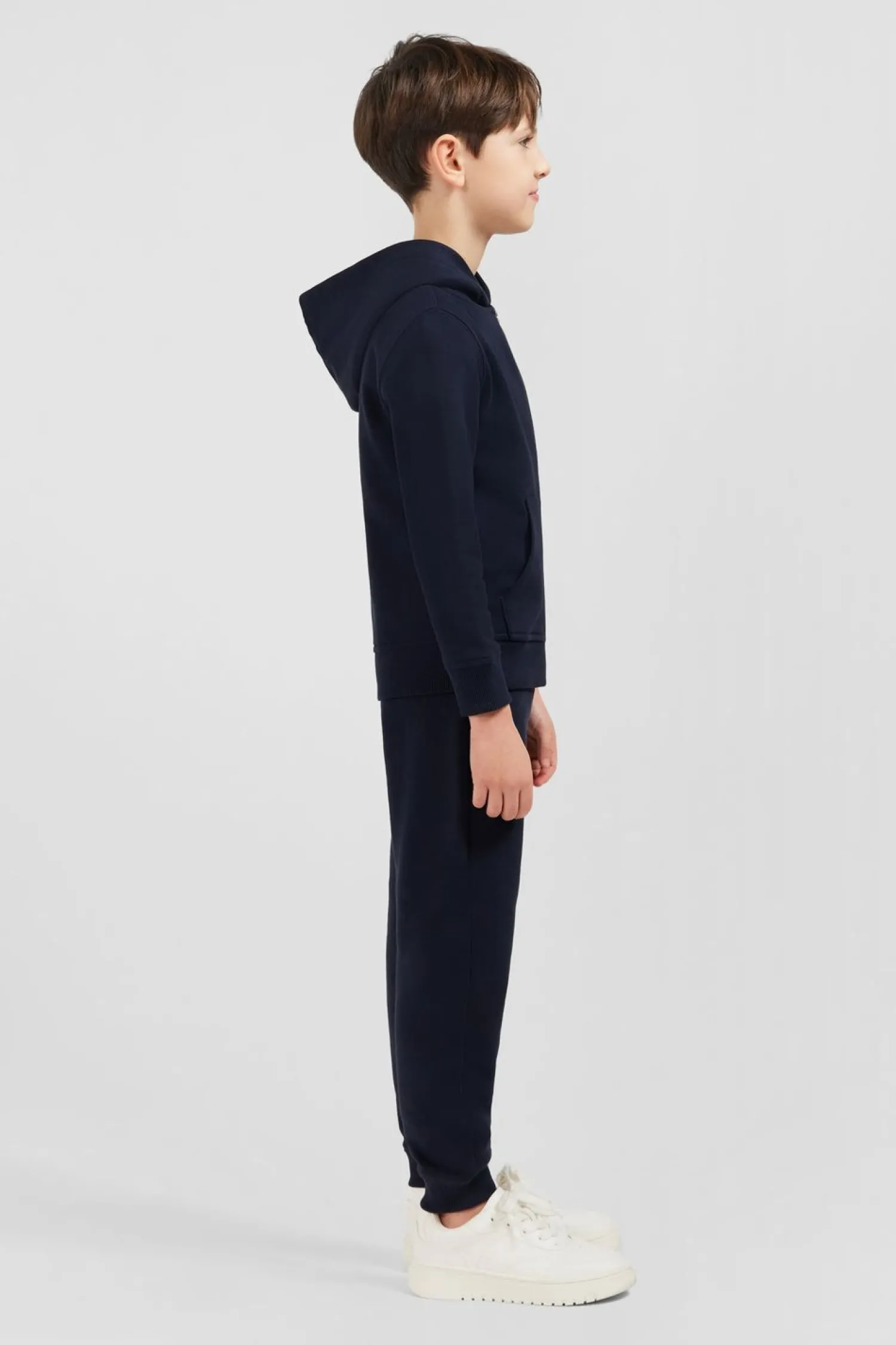 Sale Sweatshirt A Capuche Zippe Marine En Molleton Coton Enfant Enfant