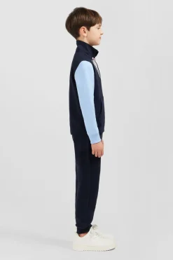 Best Sweatshirt Col Polo Marine Manches Bicolores En Coton Enfant Enfant