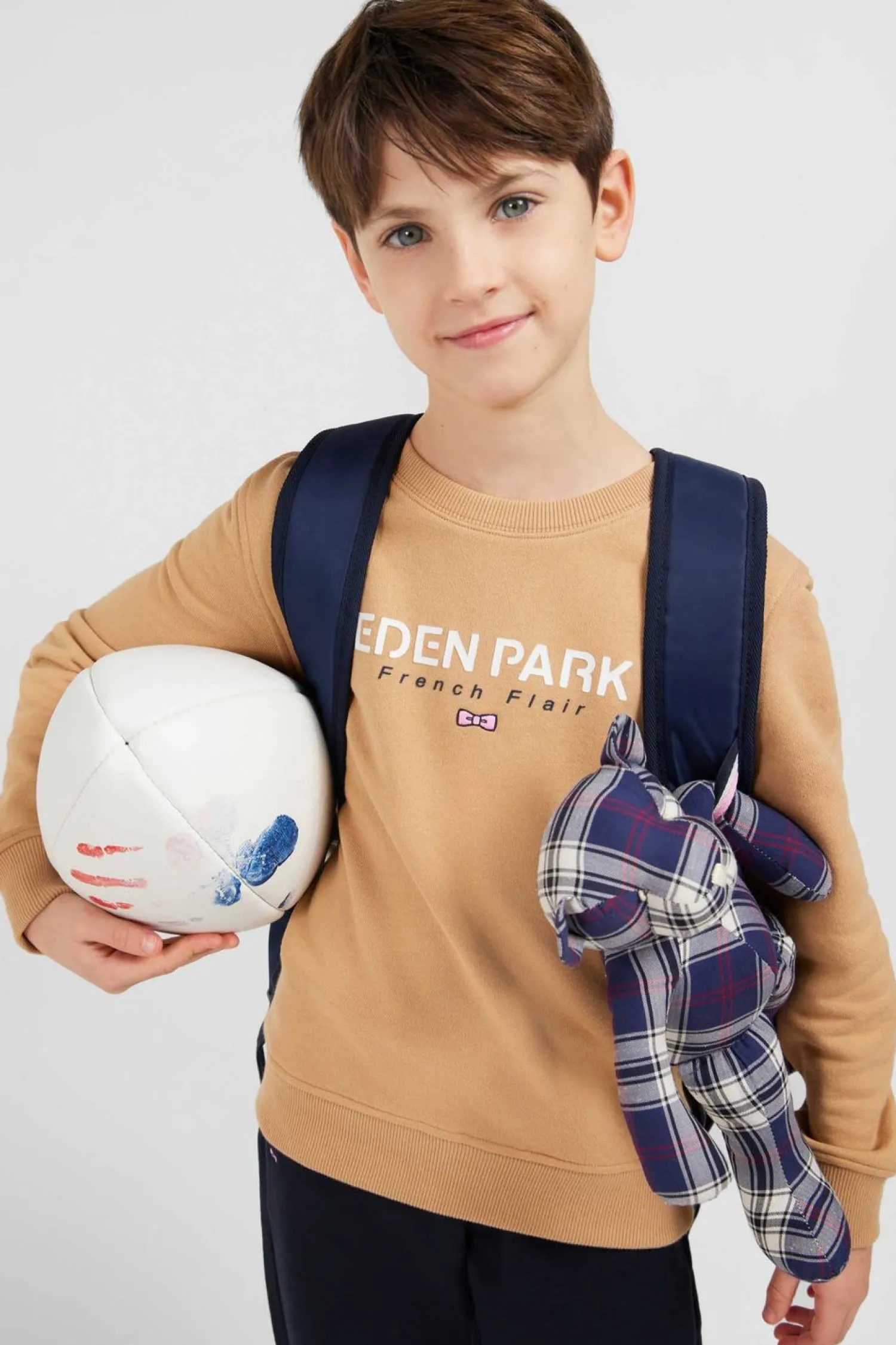 Outlet Sweatshirt Col Rond French Flair Beige En Molleton Coton Enfant Enfant