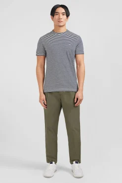 T-hirt A anche Courte Raye Beu Fonce Homme T-Shirts