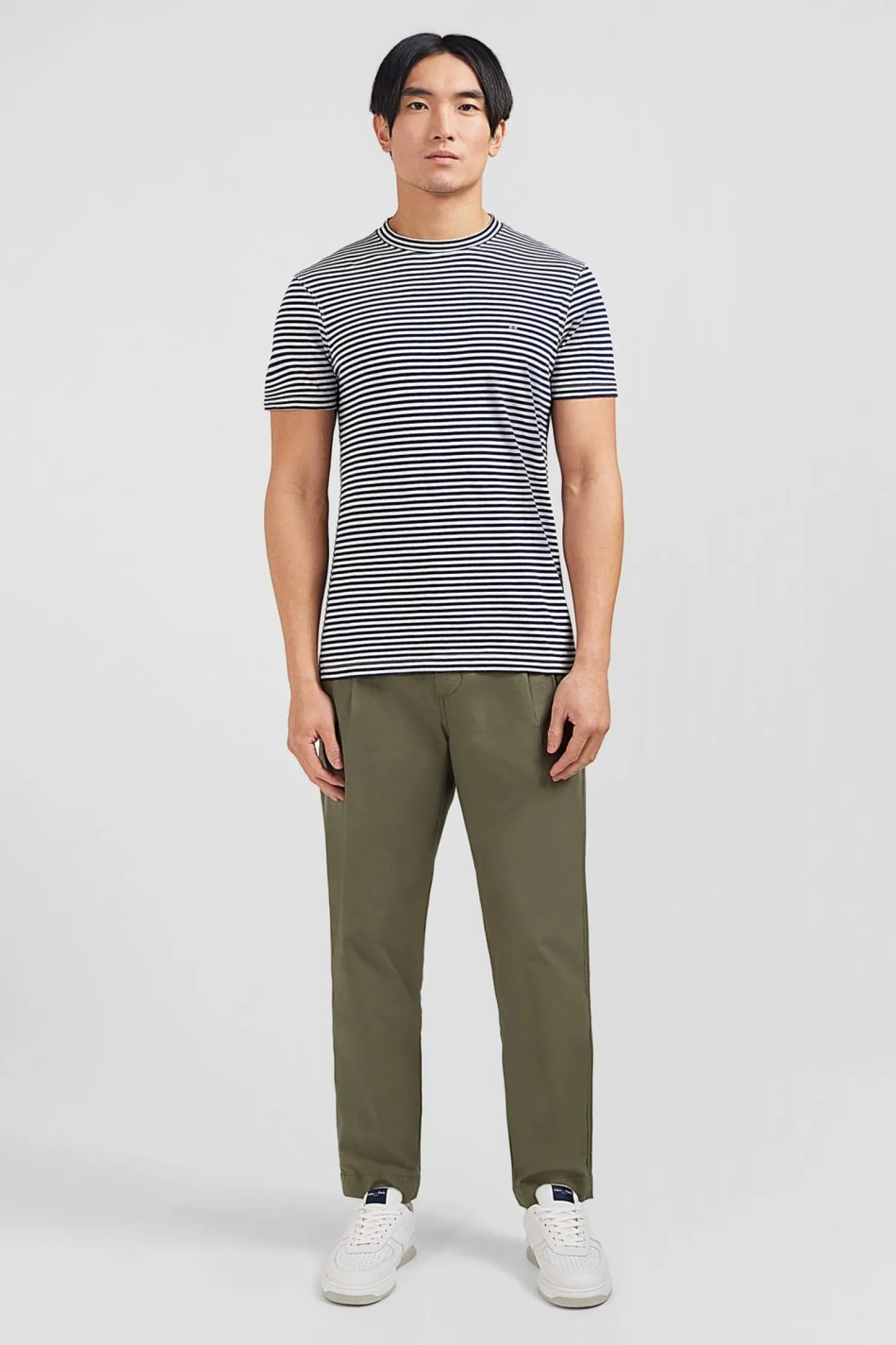 T-hirt A anche Courte Raye Beu Fonce Homme T-Shirts