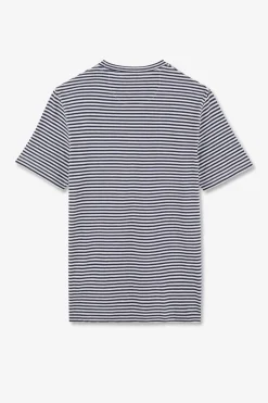 T-hirt A anche Courte Raye Beu Fonce Homme T-Shirts