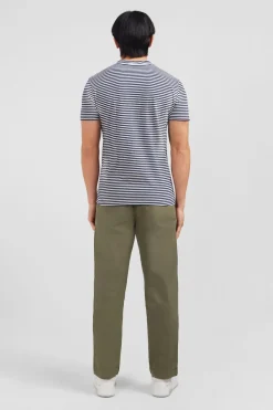 T-hirt A anche Courte Raye Beu Fonce Homme T-Shirts